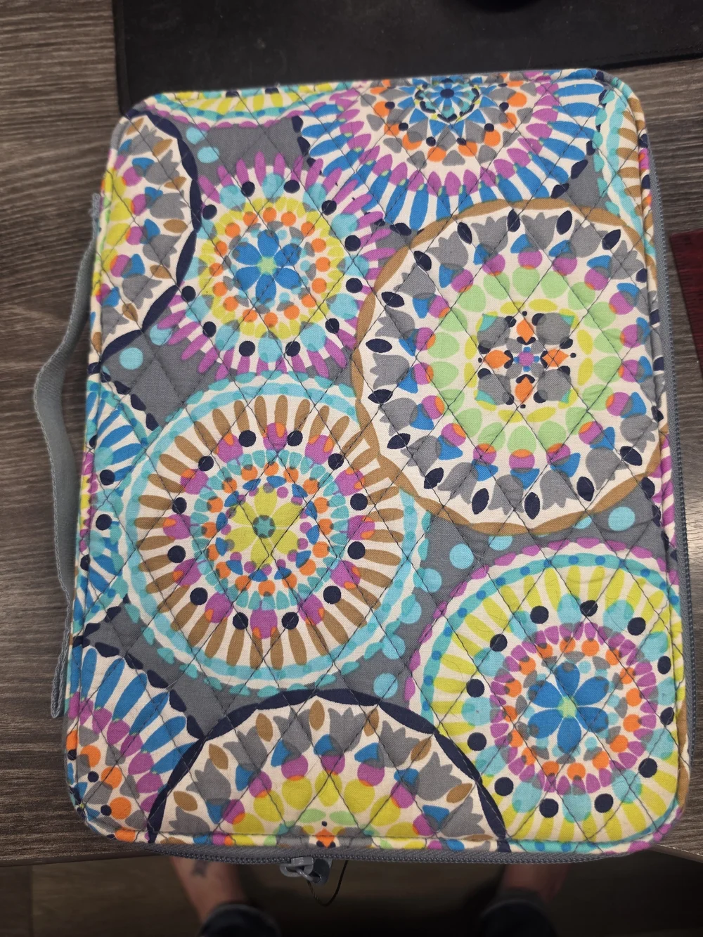 Vera Bradley Gray Quilted Tablet Sleeve with Colorful Mandala Circles